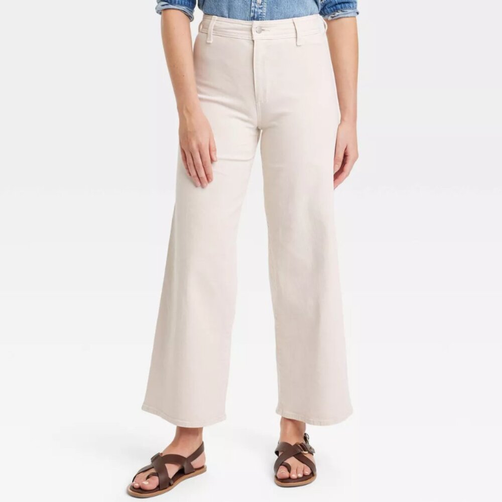 High-Rise Sailor Wide Leg Ankle Jeans